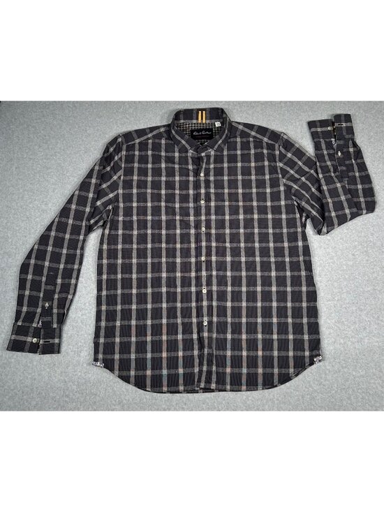 Robert Graham Other - Robert Graham Men's 2XL Plaid Button Down Shirt Long Sleeve Charcoal Gray Black